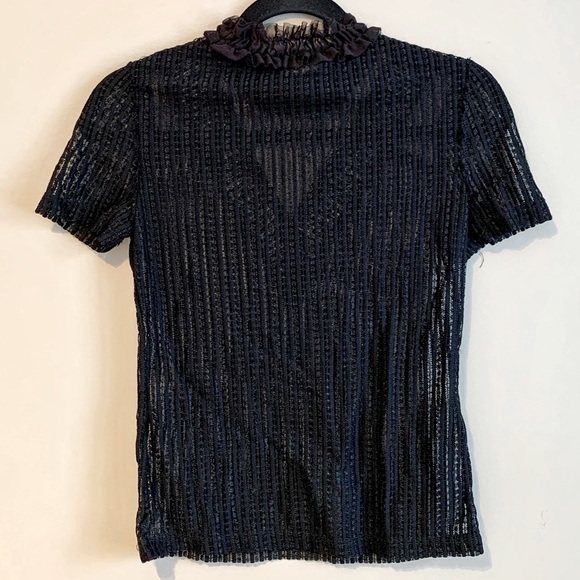 Zara TRAFALUC Ruffle Neck Sheet Studded Tee in Size Small - Picture 3 of 4